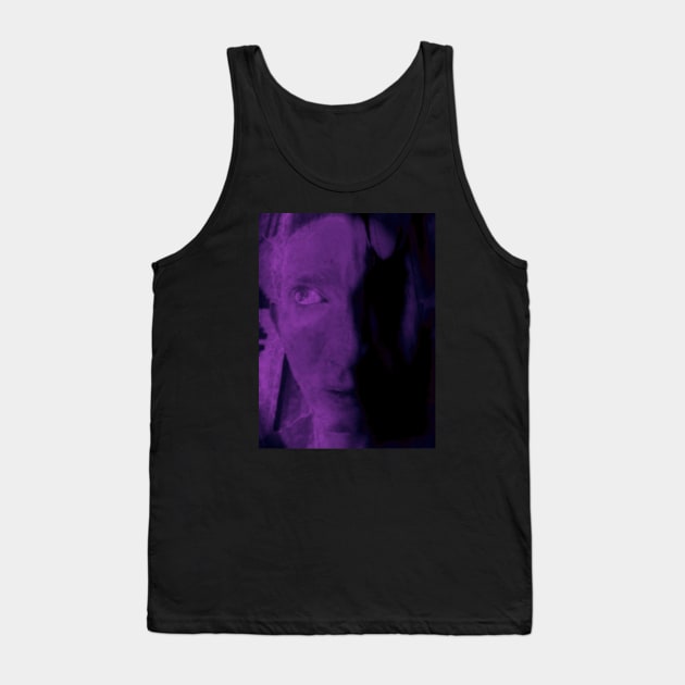 Portrait, digital collage, special processing. Weird and bizarre. Face of man, thinking about something. Violet and dim. Tank Top by 234TeeUser234